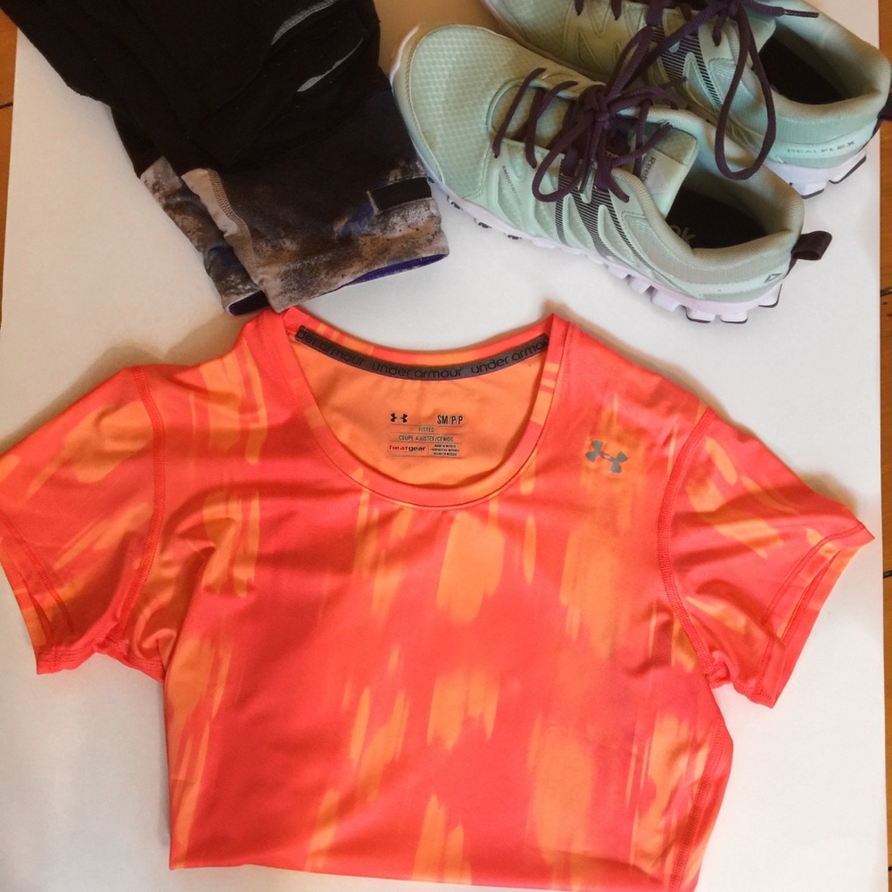 Under Armour Fitted Orange and Pink Workout Top